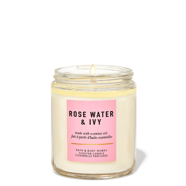 Bath Body Works Rose Water Ivy Single Wick Candle Single Wick