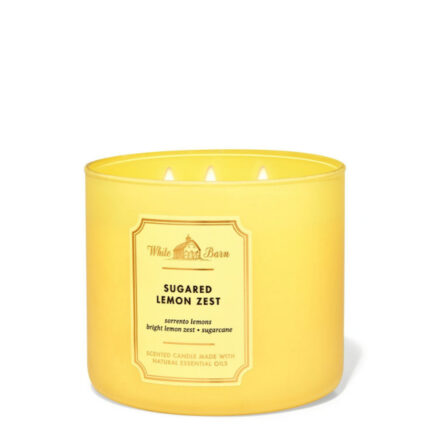 Bath & Body Works White Barn *sugared Lemon Zest* 3-wick Scented Candle 14.5 Oz