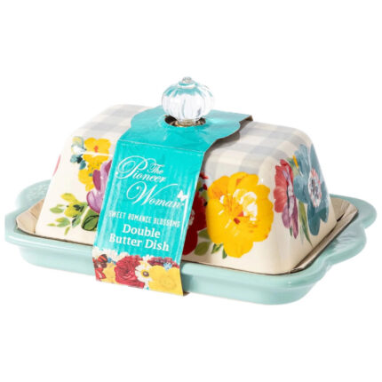 The Pioneer Woman Sweet Romance Ceramic Double Stick Blue Butter Dish