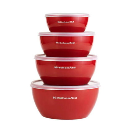 Kitchenaid 4-piece Prep Bowl Set with Lids in Empire Red and Assorted Sizes