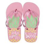 Girls Juncture Sweet Life Rubber Flip-Flops- Pink/Pineapple [Size S 11/12