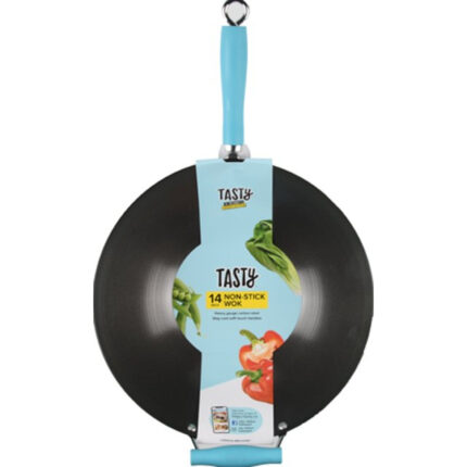Tasty Carbon Steel Non-Stick Stir Fry Pan/Wok 14 Inch Blue