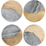 Laurie Gates Four Piece Coaster Set Gray and Brown - Round