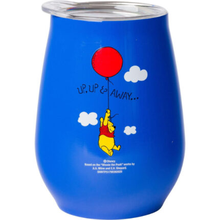 Silver Buffalo Winnie The Pooh Up and Away Double Wall Stainless Steel Stemless Tumbler w/Lid,