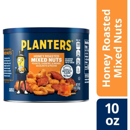 Planters Honey Roasted Mixed Nuts with Peanuts, Cashews, Almonds, Hazelnuts & Pecans, Canister